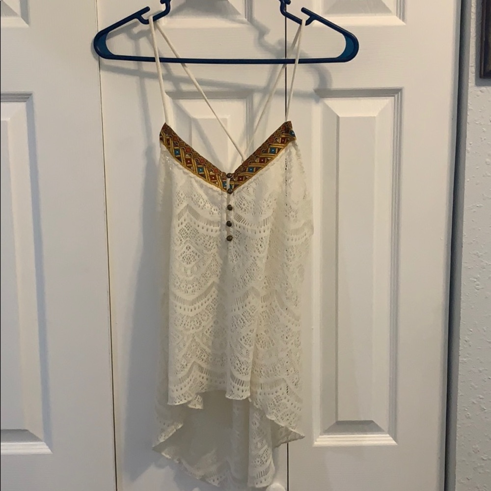 Native print lace top!